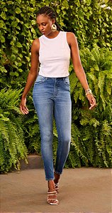CALÇA JEANS OSMOZE CIGARRETE HOT SKINNY FEMININA AZUL MÉDIO 227