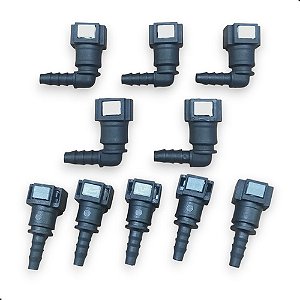 10 Conector Engate Rápido Combustivel Reto Curvo 90º 8x8mm