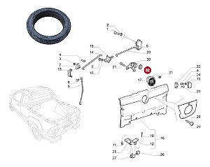 Guarnição Fechadura Tampa Caçamba Fiat Strada 08 A 2020