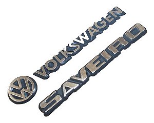 Kit Emblema Traseiro Escrita Logo Saveiro 85 86 87 88 89 90