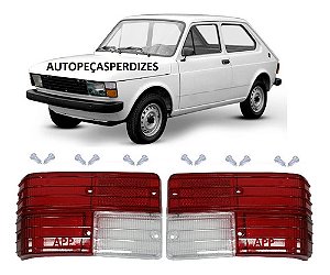Jogo Lente Lanterna Traseira Fiat 147 Ate 1982 Vermelha C/p