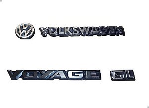 Kit Emblema Voyage Traseiro Modelo Gl 85 A 90 4pcs