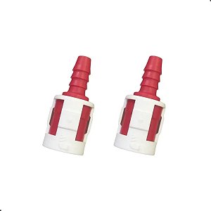 2 Conector Engate Rápido Para Mangueira Tecalon 8mm X 8mm Vermelho