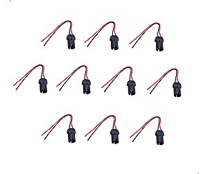 Kit 10 Soquete Plastico Pingao T10 Luz Farol W5w Chicote T10 Preto Branco-neutro