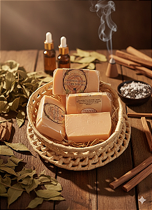 PATCHOULI COM ÓLEO DE SÂNDALO - SABONETE EFEITO TERAPÊUTICO, CALMANTE, HIDRATANTE E RELACHANTE