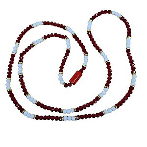 GUIA DE CRISTAL 8MM VERMELHO/BRANCO TRANSPARENTE COM FIRMA