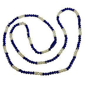 GUIA DE CRISTAL 8MM AZUL/BRANCO TRANSPARENTE COM FIRMA