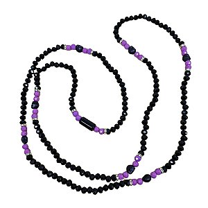 GUIA DE CRISTAL 8MM PRETO/ROXO LEITOSO COM FIRMA