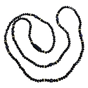GUIA DE CRISTAL 8MM PRETO LEITOSO COM FIRMA
