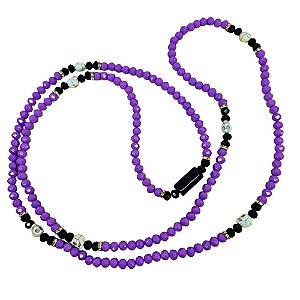 GUIA DE CRISTAL 8MM ROXO/PRETO LEITOSO COM FIRMA