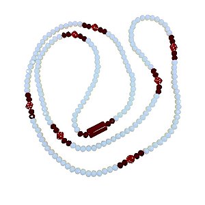 GUIA DE CRISTAL 8MM BRANCO/VERMELHO TRANSPARENTE COM FIRMA