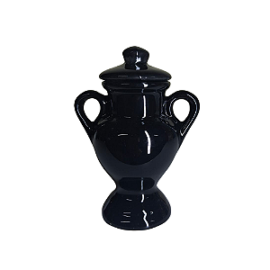 QUARTINHA DE LOUÇA 12CM PRETA COM ASAS