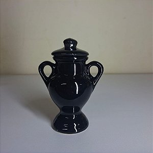 QUARTINHA DE LOUÇA 12CM PRETA COM ASAS