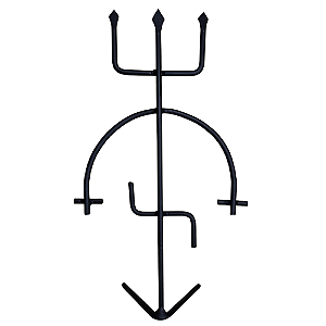 TRIDENTE GARFO EXU TATA CAVEIRA COM BASE 35CM