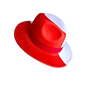 CHAPÉU FELTRO BICOLOR BRANCO/VERMELHO