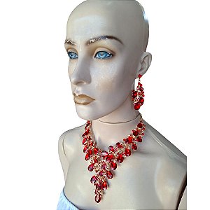 CONJUNTO COLAR E BRINCO ZIRCONIA
