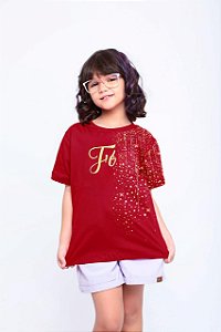 Camiseta infantil Coleção de Fim de ano Fé vermelha