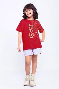 Camiseta infantil Coleção de Fim de ano Gratidão vermelha