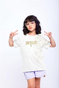Camiseta infantil Coleção de Fim de ano Jesus Branca
