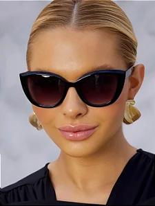 Óculos de Sol Feminino DNY Gatinho Acetato Preto Degradê – Estilo Elegante & Atemporal
