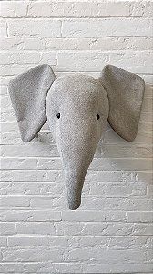 Cabeça de Elefante Decoração Infantil Cinza
