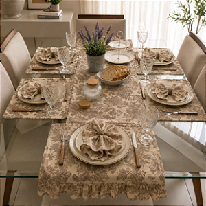 Jogo Americano Floral com Centro de Mesa