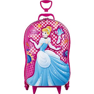 Mochila Escolar de Rodinhas Princesa Cinderela 3D Maxtoy