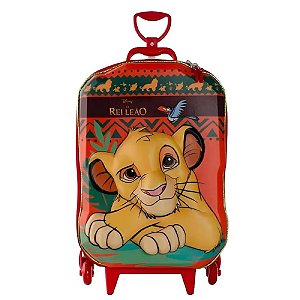 Mochila Escolar de Rodinhas  Rei Leao 3D Maxtoy