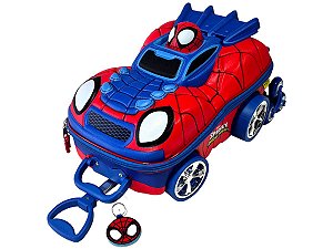 Mochila Escolar de Rodinhas Carro Spidey Homem Aranha 3D Maxtoy
