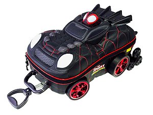 Mochila Escolar Homem Aranha com 03 Rodinhas Spidey Miles Carro Maxtoy
