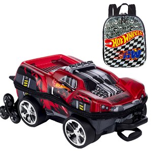 Mochila Escolar Hot Wheels Dawgzilla 3D e Lancheira Maxtoy