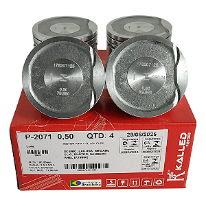 Jogo Pistão com Anel Kalled P-2071 0,50 Renault 1.6 16V K4M Sandero Duster Logan