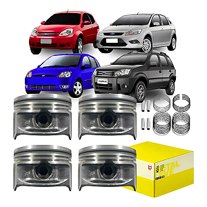 Jogo Pistão com Anel Metal Leve SPA9301 STD Ford Fiesta Ka Ecosport Courier Focus 1.6 Zetec Rocam Flex