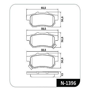 PASTILHA FREIO TRASEIRA CIVIC / NEW FIT 1.4 / 1.5 16V APÓS 2009