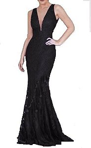 vestido madrinha preto longo