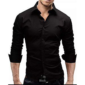 Camisa Slim Fit Masculina Rosa pink Luxo Manga Longa Promoção