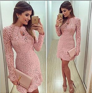 Vestido Curto Rodadinho Em Renda - NR Modas