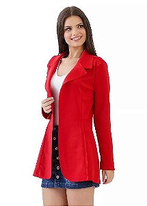 Blazer Vermelho Feminino social Slim Fit Acinturado