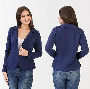 Blazer Azul Marinho Feminino social Slim Fit Acinturado