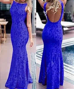 Vestido Azul Royal - Longo Decote nas costas Festa Madrinha casamento  Formatura - Bella Donna