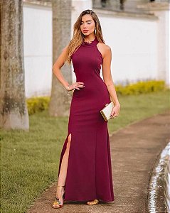 Vestido de festa Longo marsala madrinha casamento  Formatura Sereia Fenda