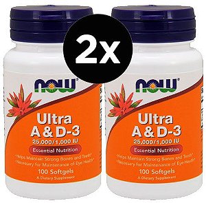 2X Vitaminas Ultra A e D3 100 Cápsulas - Now Foods