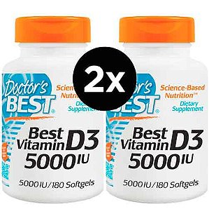 2x Vitamina D3, 5,000 IU - 180 Cápsulas - DOCTOR'S BEST