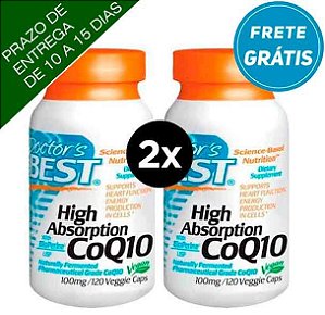 2X CoQ10 (Coenzima Q10) 100 mg com BioPerine - Doctor's BEST - (TOTAL DE 240 Cápsulas vegetarianas)