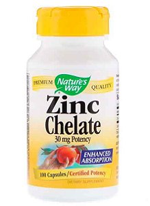 Quelato de Zinco, Nature's Way, 30 mg, 100 Cápsulas