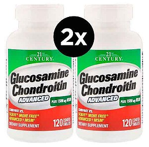 2X Glucosamina Condroitin Avançado, 21st Century, 120 Tabletes Cobertos