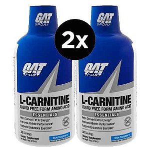2X GAT, L-Carnitina, Aminoácido na Forma Sem Líquidos, Framboesas Azuis