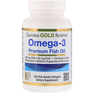 Omega-3 Premium de Óleo de Peixe - 180 mg EPA/120mg DHA  - 100 capsulas