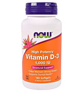 Vitamina D3, 1.000 IU, 180 Softgels - NOW Foods
