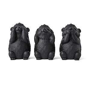 Kit Esculturas Ouricos Em Cimento 3 Pcs